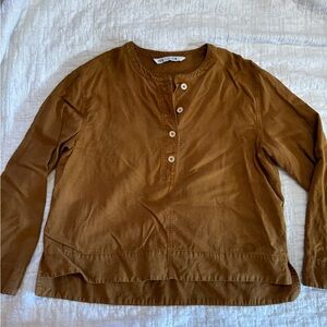 Zara Golden Brown Linen Pull over Top